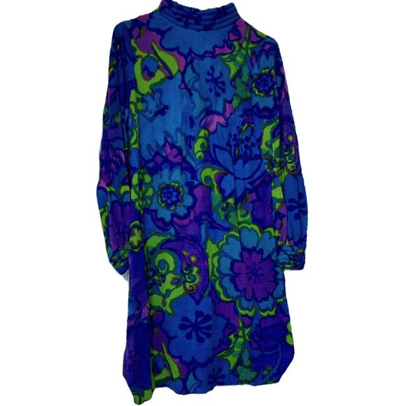Vintage Saks Fifth Avenue Floral Abstract Psychedelic Dress READ - Picture 1 of 12